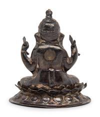 A Small Southeast Asian Silvered Metal Figure of Ganesha