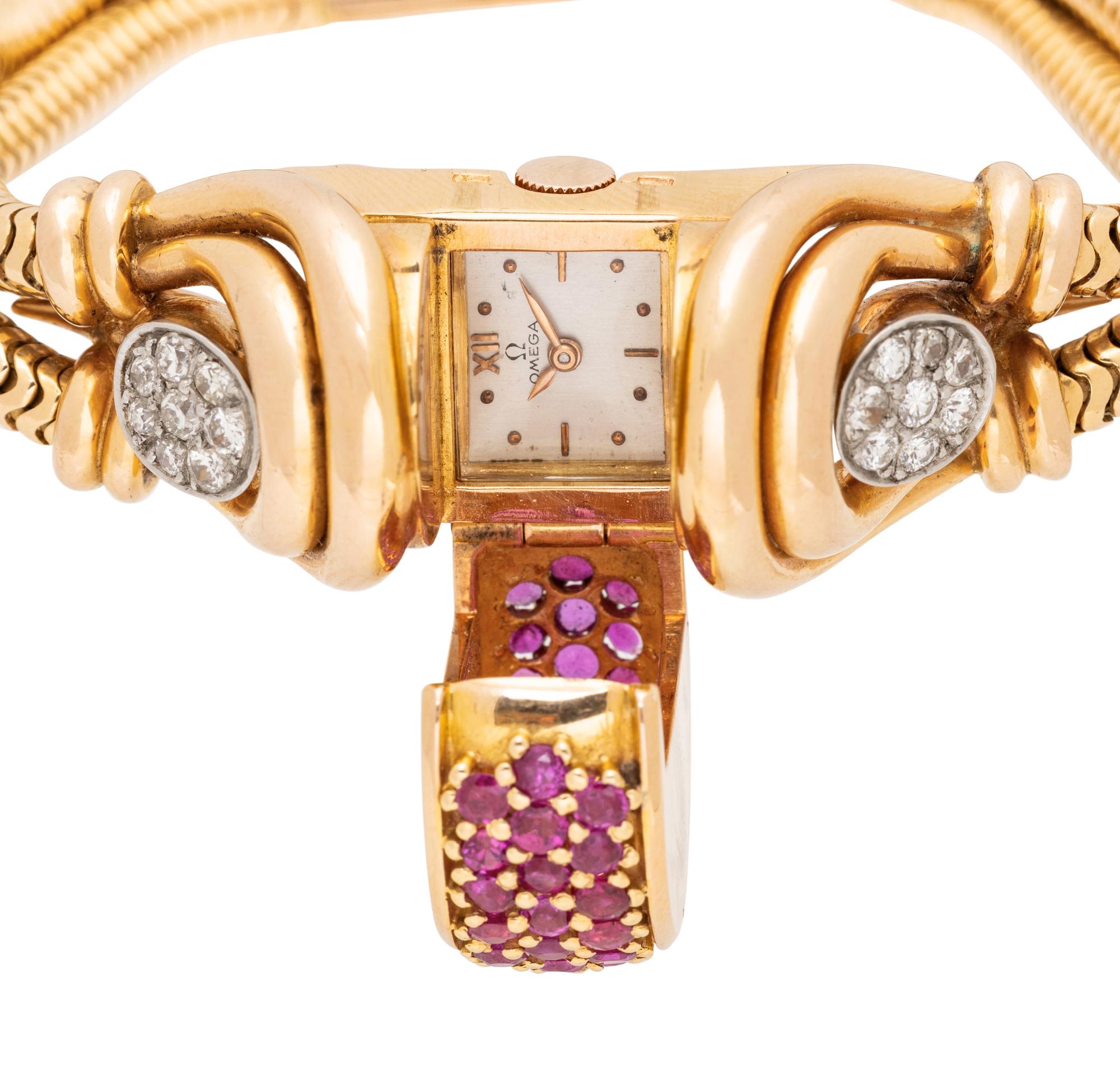 OMEGA, RETRO, RUBY AND DIAMOND SURPRISE WATCH