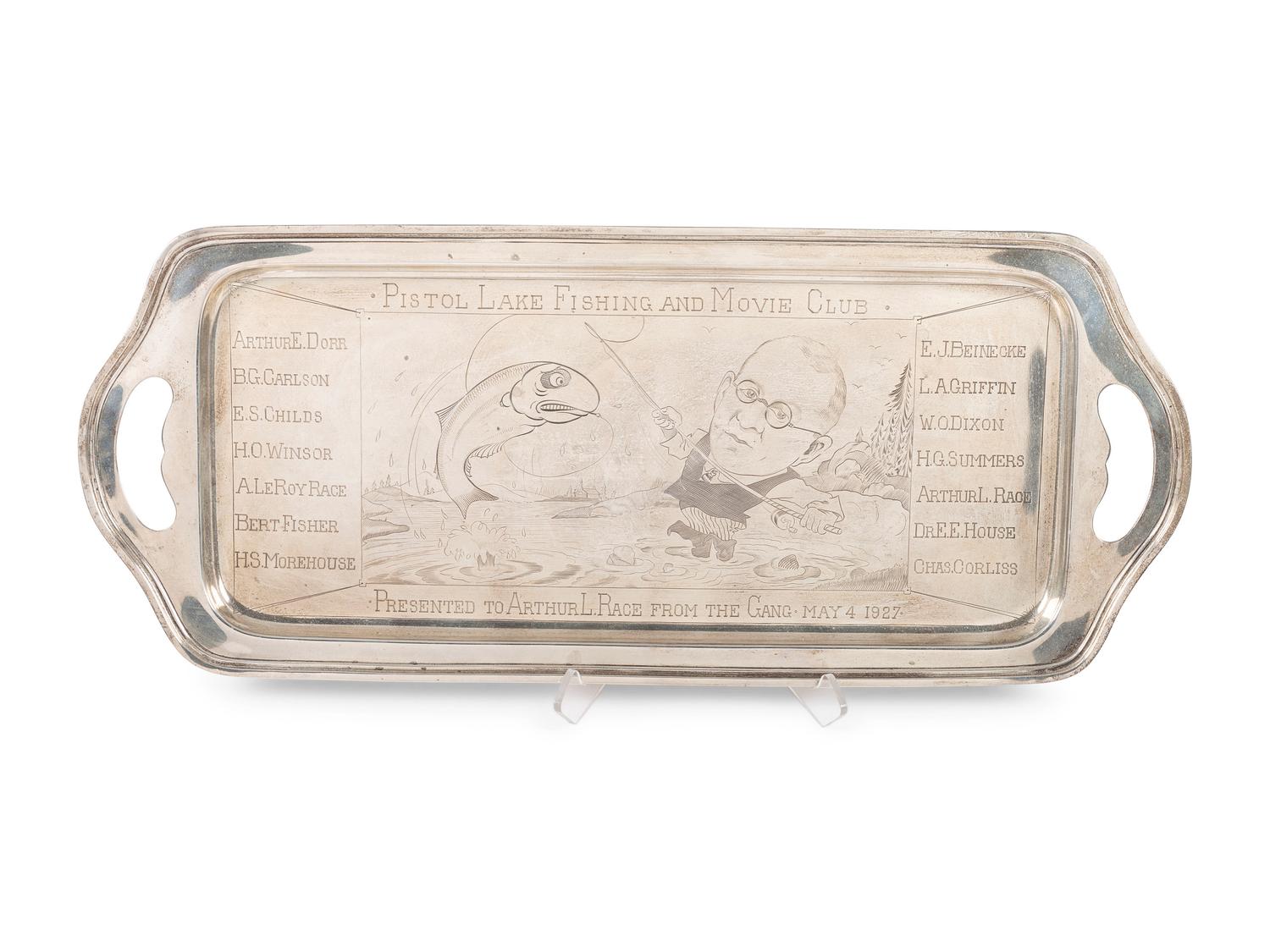 A Frank M. Whiting and Co. Silver 'Pistol Lake Fishing and Movie Club' Presentation Cocktail Service