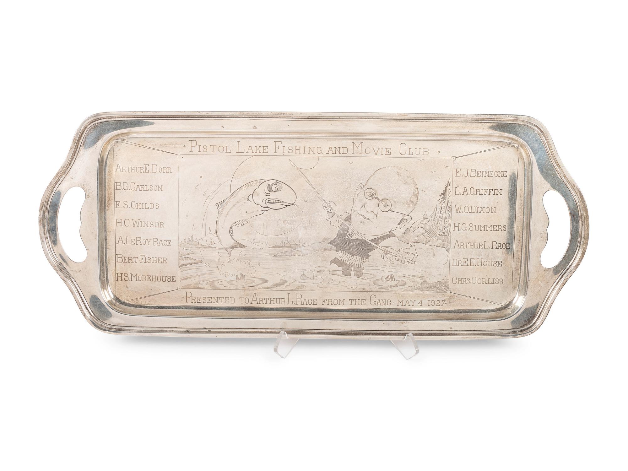 A Frank M. Whiting and Co. Silver 'Pistol Lake Fishing and Movie Club' Presentation Cocktail Service