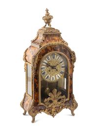 A Louis XV Style Tortoise Shell-Veneered Bracket Clock