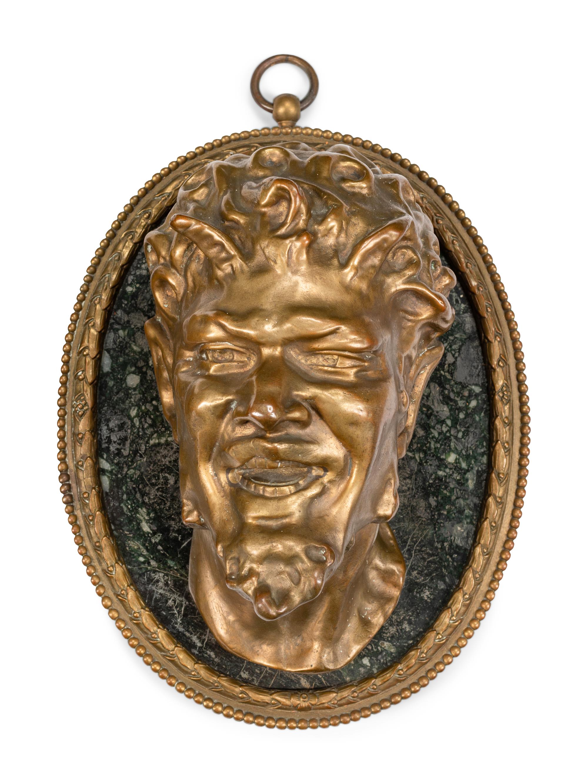 A Pair of French Gilt Bronze and Marble Relief Plaques After Claude Michel (Clodion)