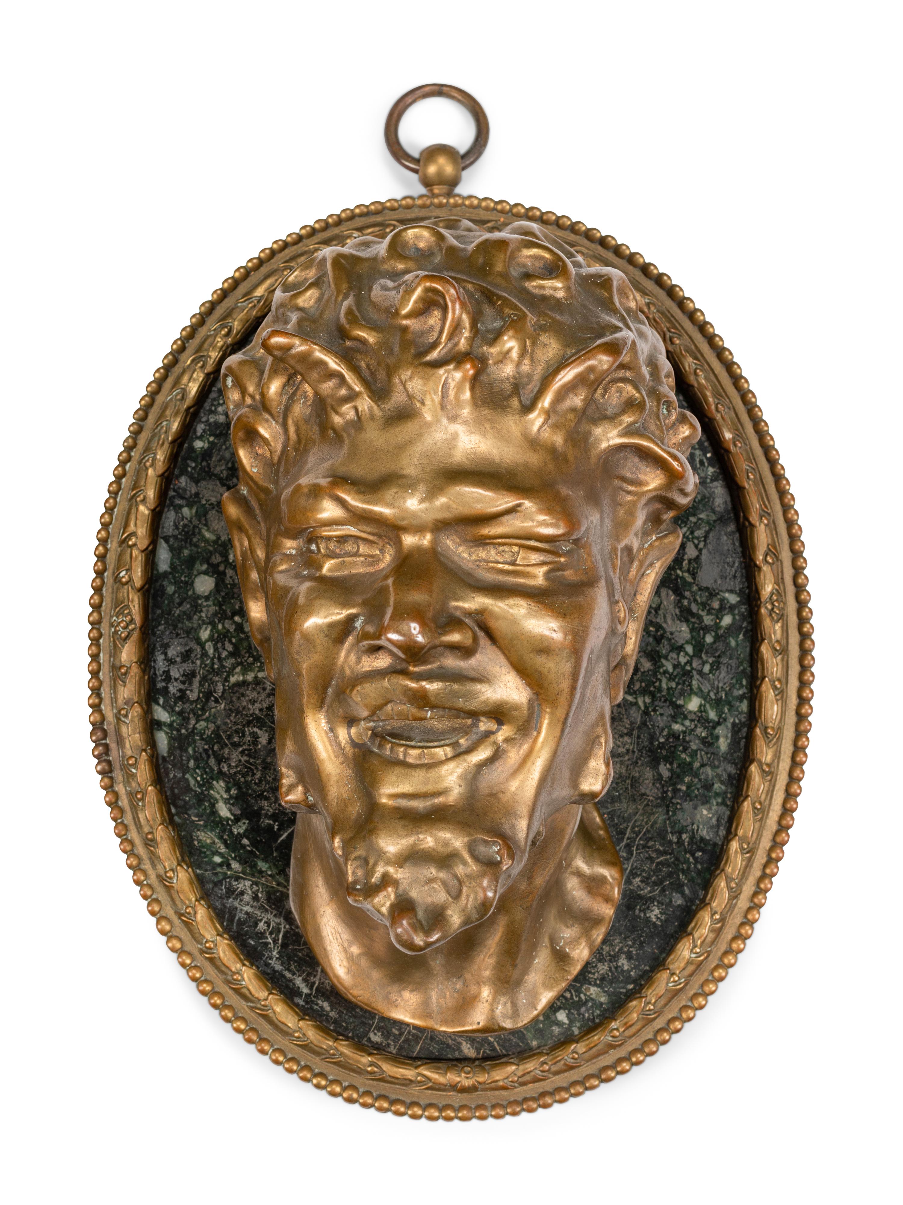 A Pair of French Gilt Bronze and Marble Relief Plaques After Claude Michel (Clodion)