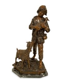 A Bronze Sculpture of Shepherd Boy with Two Goats — 19TH/20TH CENTURY