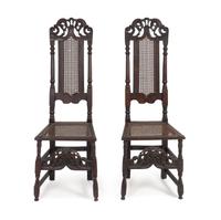 A Pair of William & Mary Style Side Chairs — 19TH CENTURY