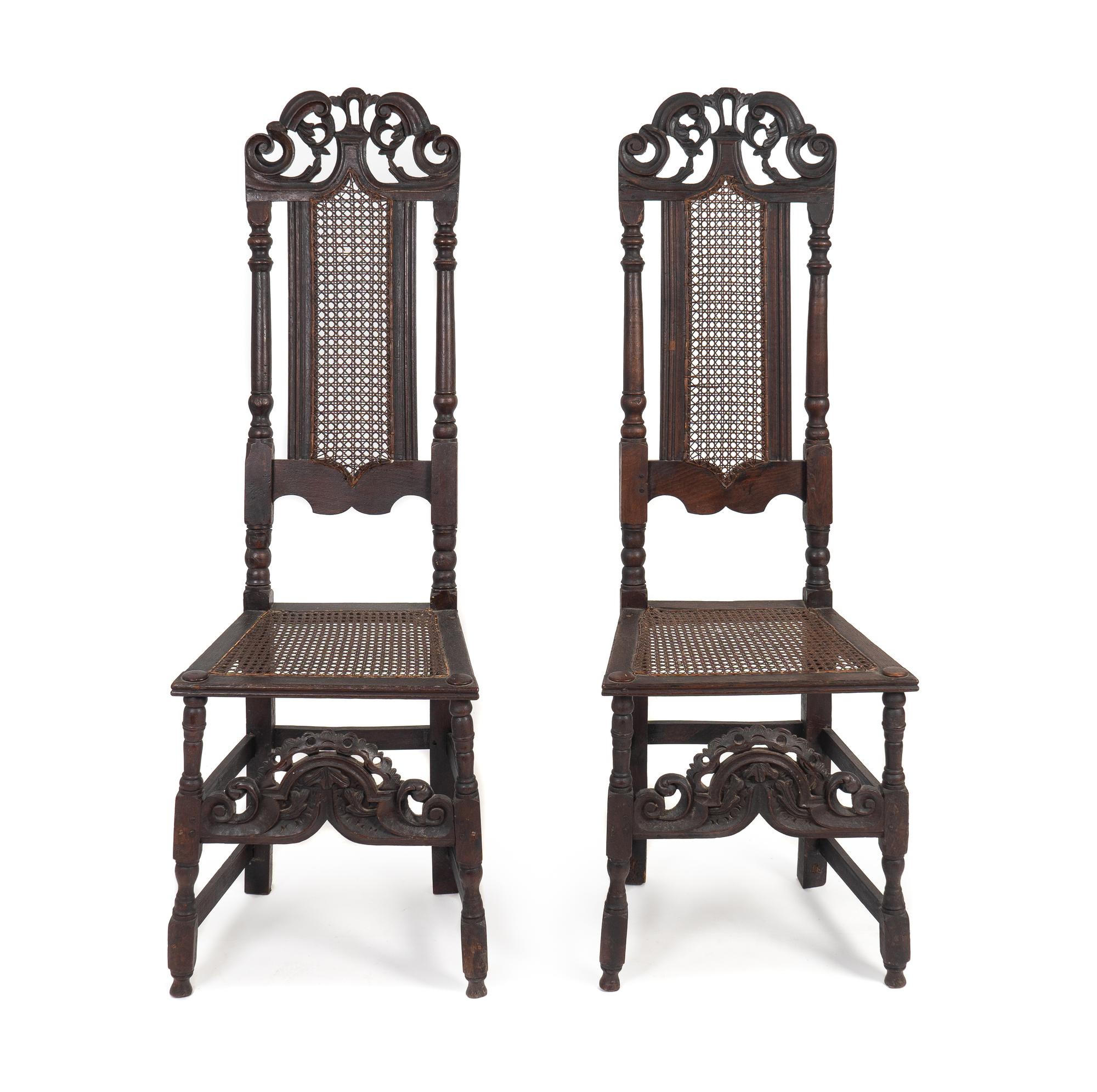 A Pair of William & Mary Style Side Chairs — 19TH CENTURY