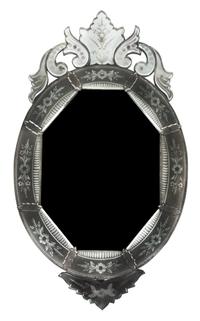 A Venetian Mirror Height 41 x width 23 1/4 inches. — 19TH CENTURY