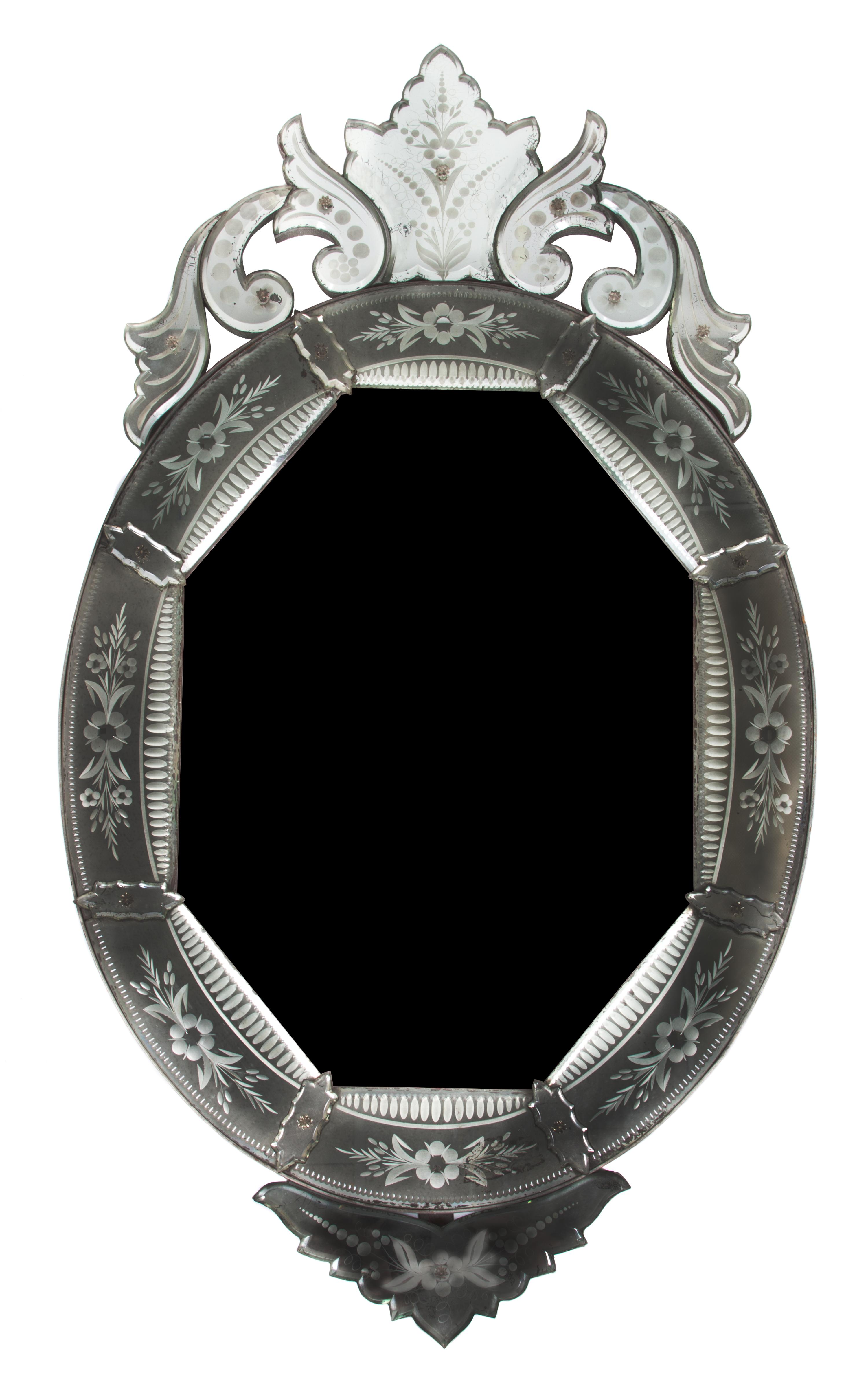 A Venetian Mirror Height 41 x width 23 1/4 inches. — 19TH CENTURY