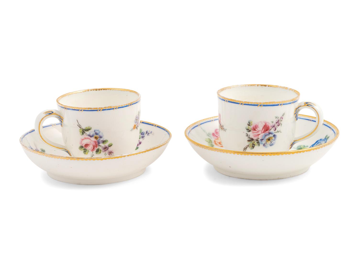 An Assembled Sèvres Porcelain Part Service Painted with Loose Bouquets ( Fleurs Détachées )