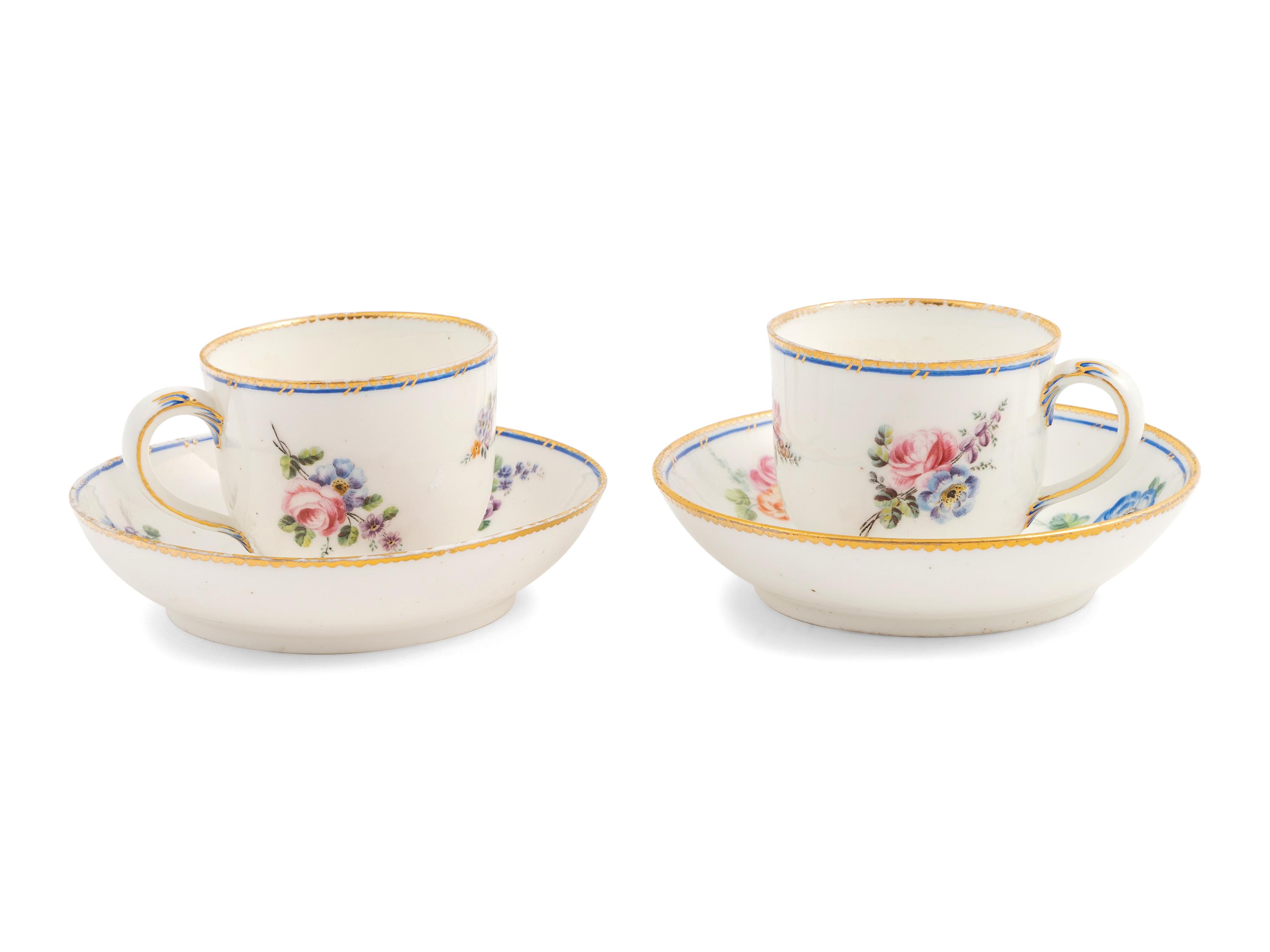 An Assembled Sèvres Porcelain Part Service Painted with Loose Bouquets ( Fleurs Détachées )
