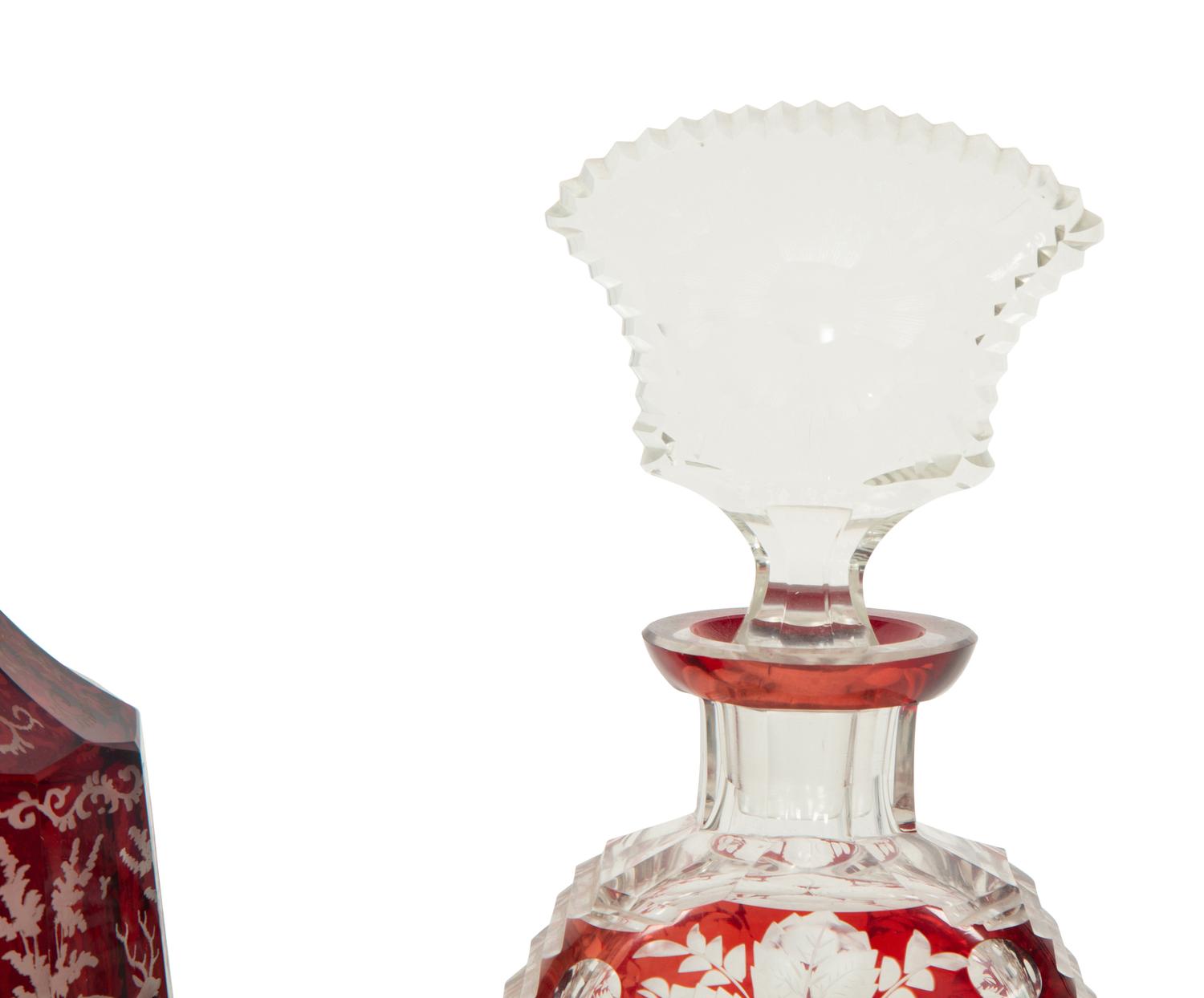 Two Pairs of Bohemian Glass Decanters with Stoppers