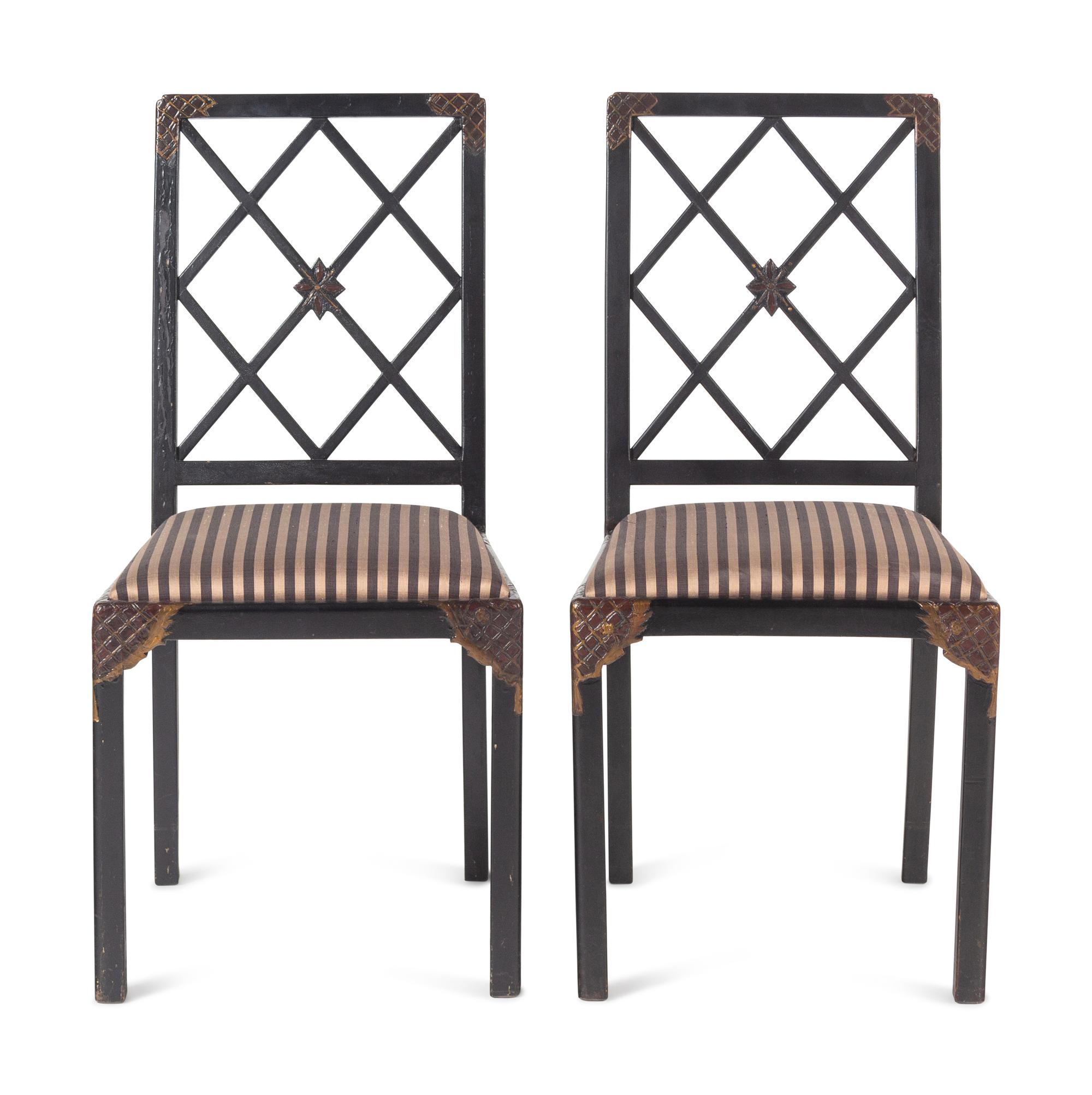 A Pair of English Trompe-l'Oeil Painted Side Chairs