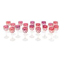 A Set of Eighteen Ruby and Cut-to-Clear Glass Hock Wines in the Napoleon Pattern