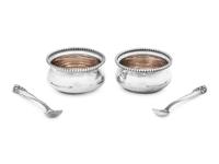 A Cased Silver Salt Set