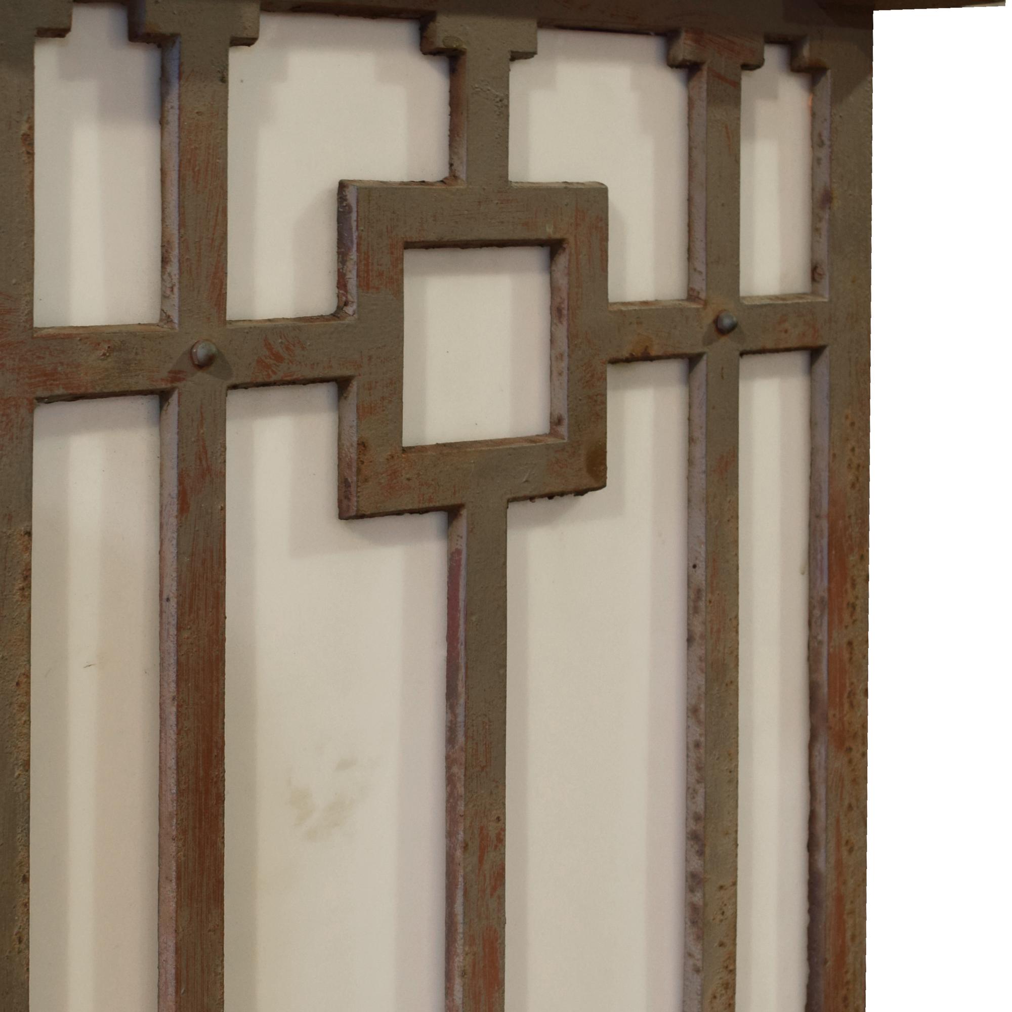 A Pair of Prairie School Cast Iron Bridge Lights 22" W X 22" D X 54.5" H — United States, Circa 1900