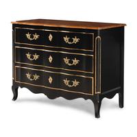 A Louis XV Style Gilt Metal Mounted and Part-Ebonized Commode