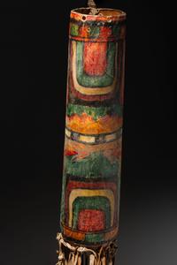 Cheyenne Parfleche Cylinder, with Pueblo Overpaint