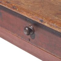 A Federal Red-Painted Pine Scrubbed-Top, Stretcher-Base Tavern Table