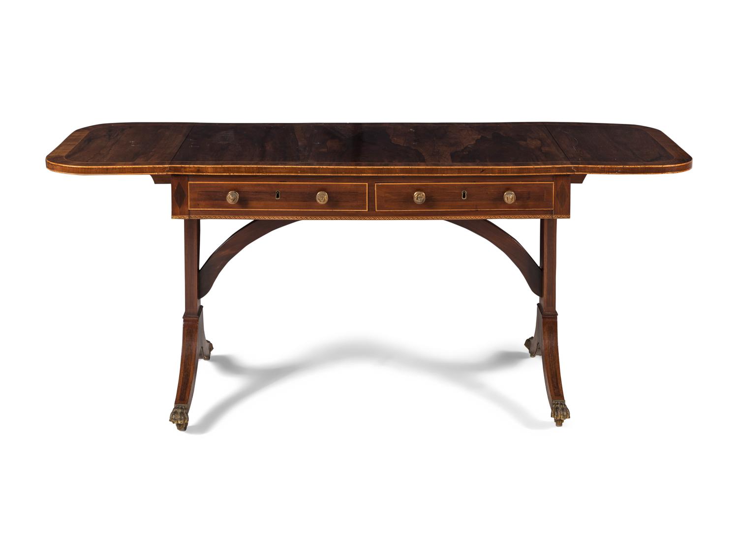 A Regency Rosewood and Mahogany Sofa Table