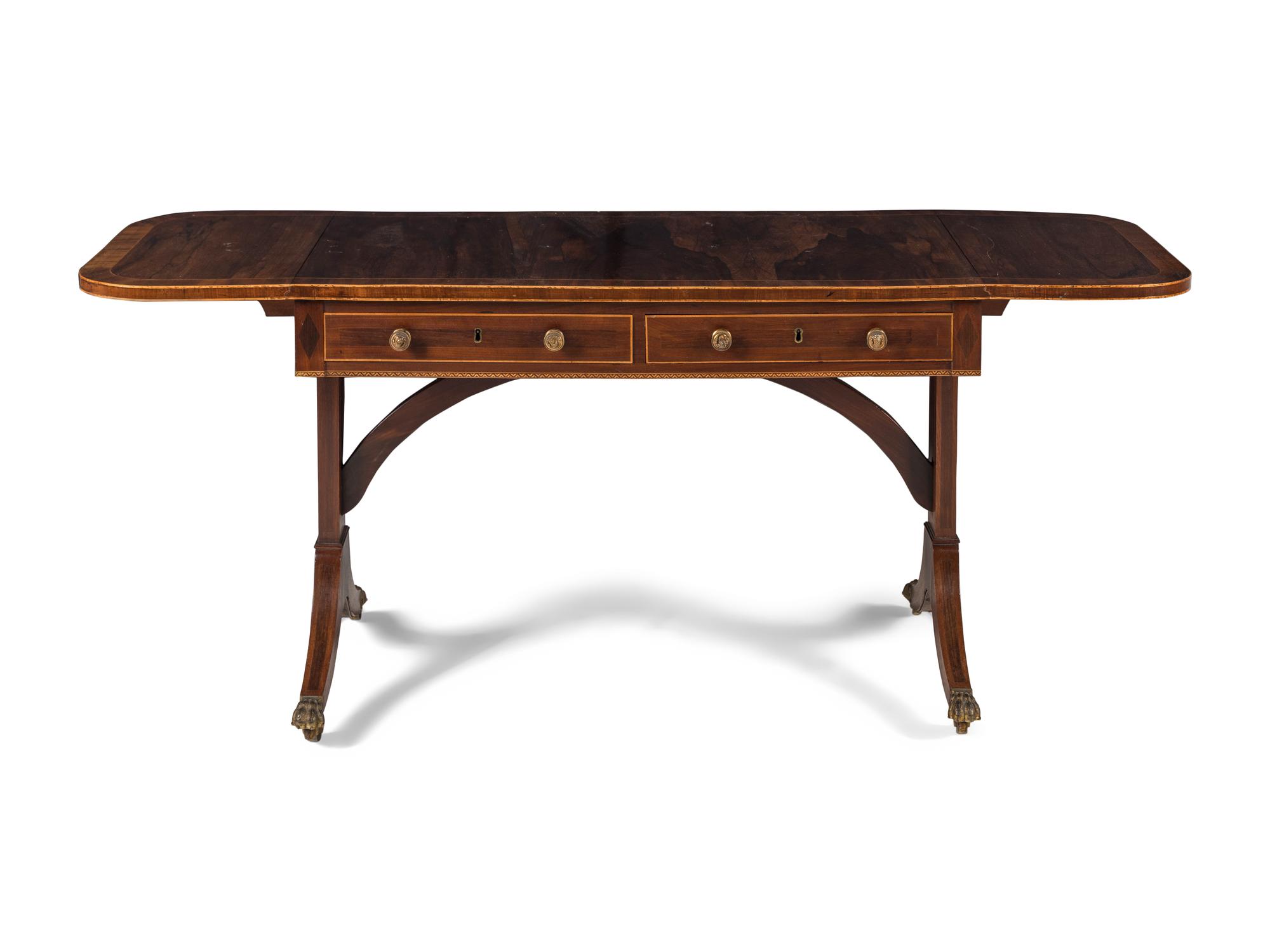 A Regency Rosewood and Mahogany Sofa Table
