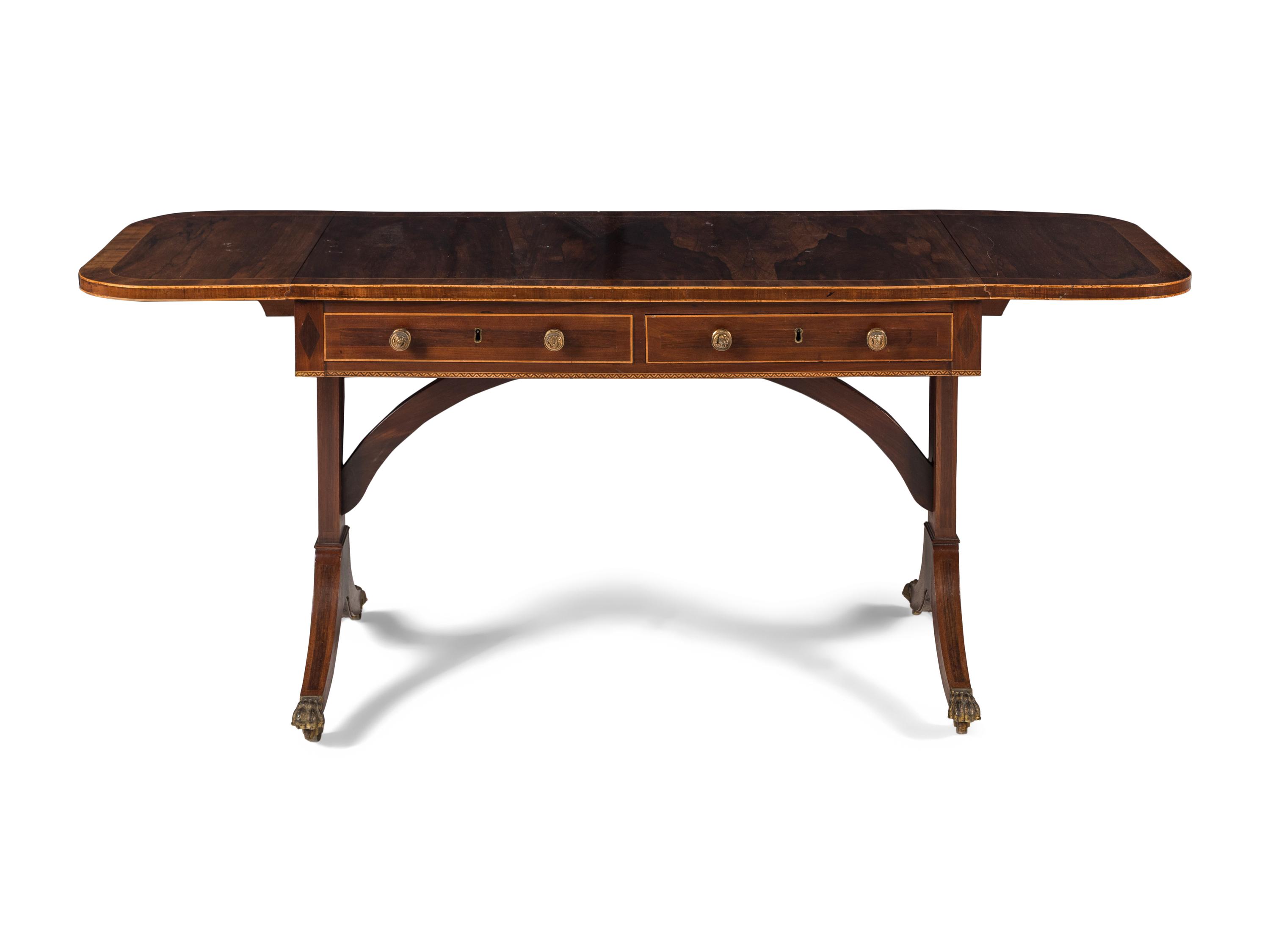 A Regency Rosewood and Mahogany Sofa Table