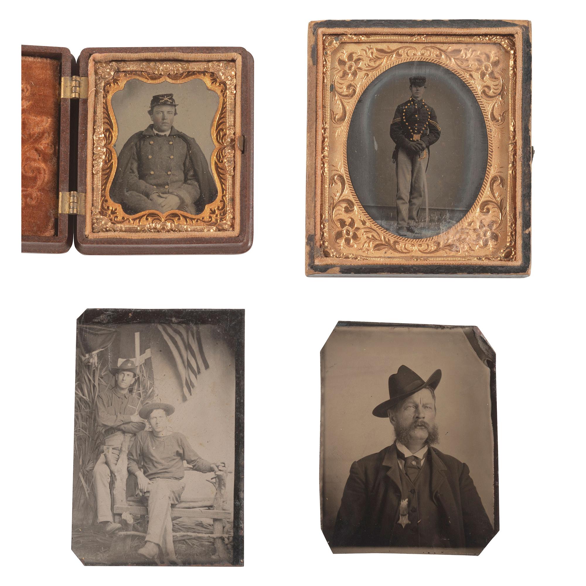 [Civil War] G roup of Five Ambrotypes and Tintypes of Uniformed Soldiers, incl. US Cavalrymen