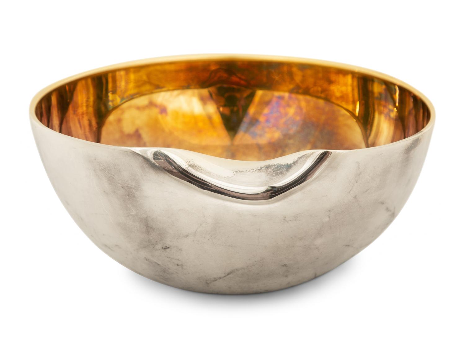 A Tiffany and Co. Silver and Vermeil Thumbprint Bowl Designed by Elsa Peretti