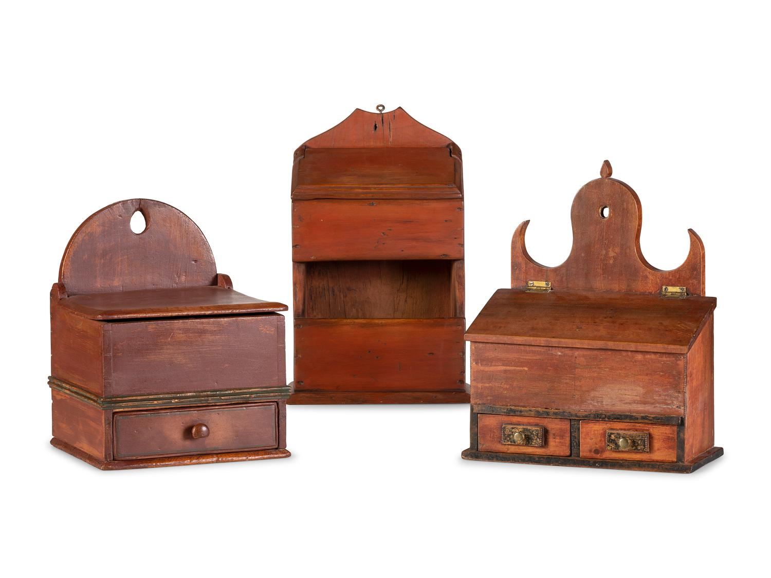 Three Painted Hanging Wall Boxes