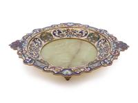 A Continental Onyx and Champlevé Plate