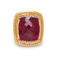 YELLOW GOLD, RUBELLITE TOURMALINE AND DIAMOND RING