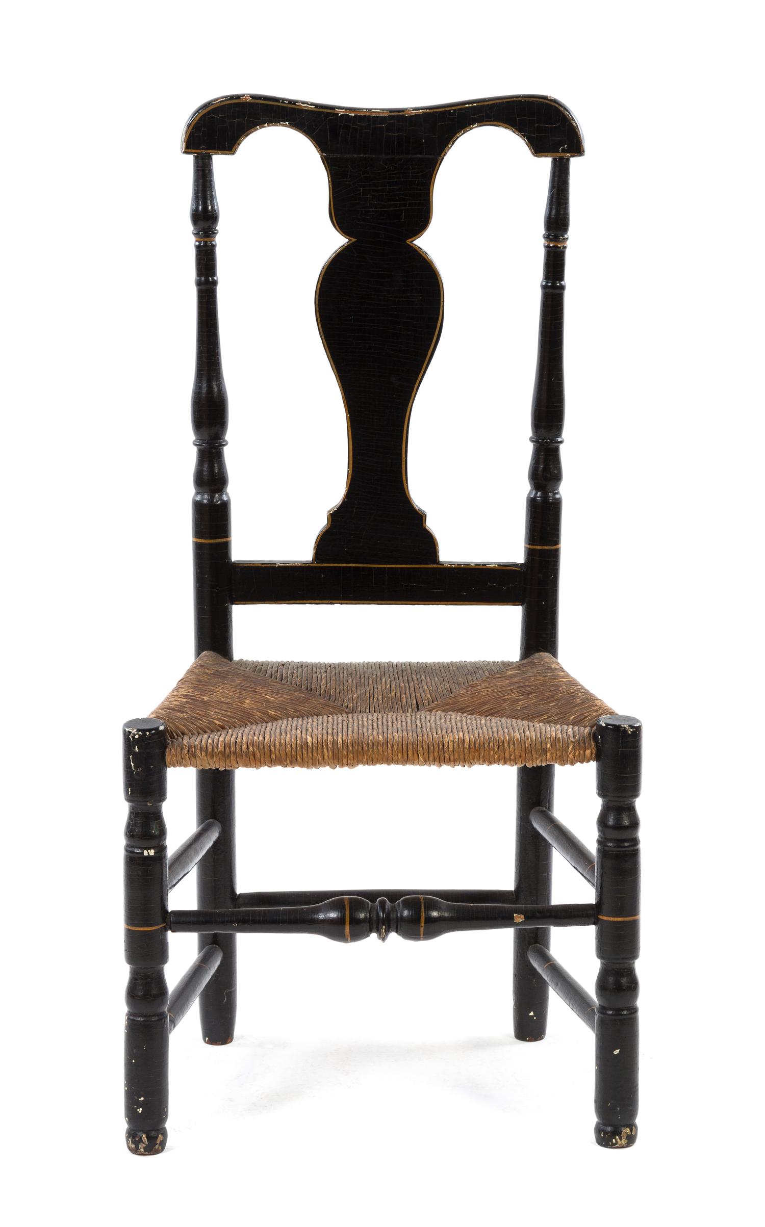 An American Ebonized and Parcel Gilt Side Chair Height 39 3/4 inches. — EARLY 19TH CENTURY