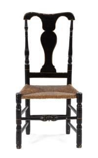 An American Ebonized and Parcel Gilt Side Chair Height 39 3/4 inches. — EARLY 19TH CENTURY