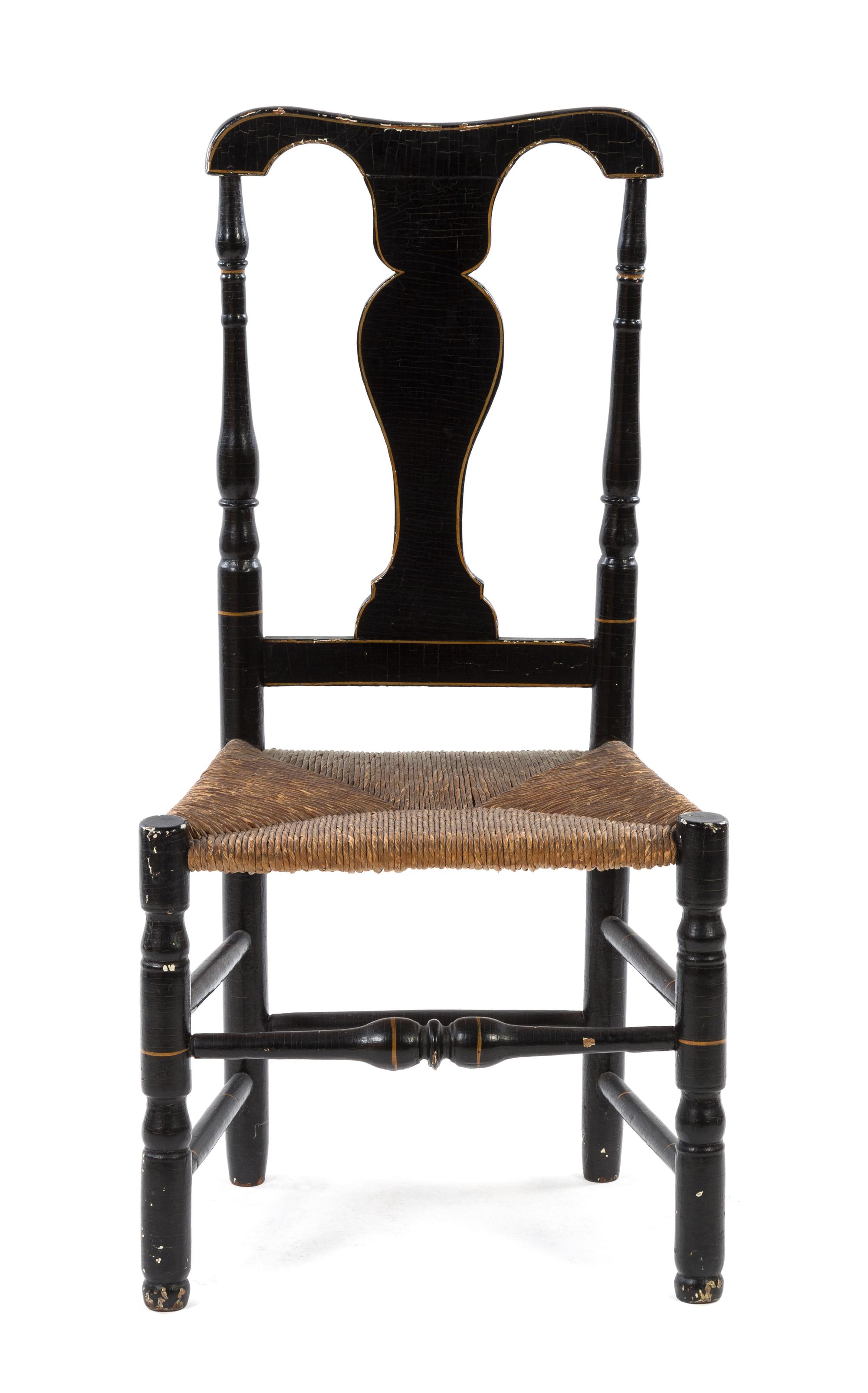 An American Ebonized and Parcel Gilt Side Chair Height 39 3/4 inches. — EARLY 19TH CENTURY