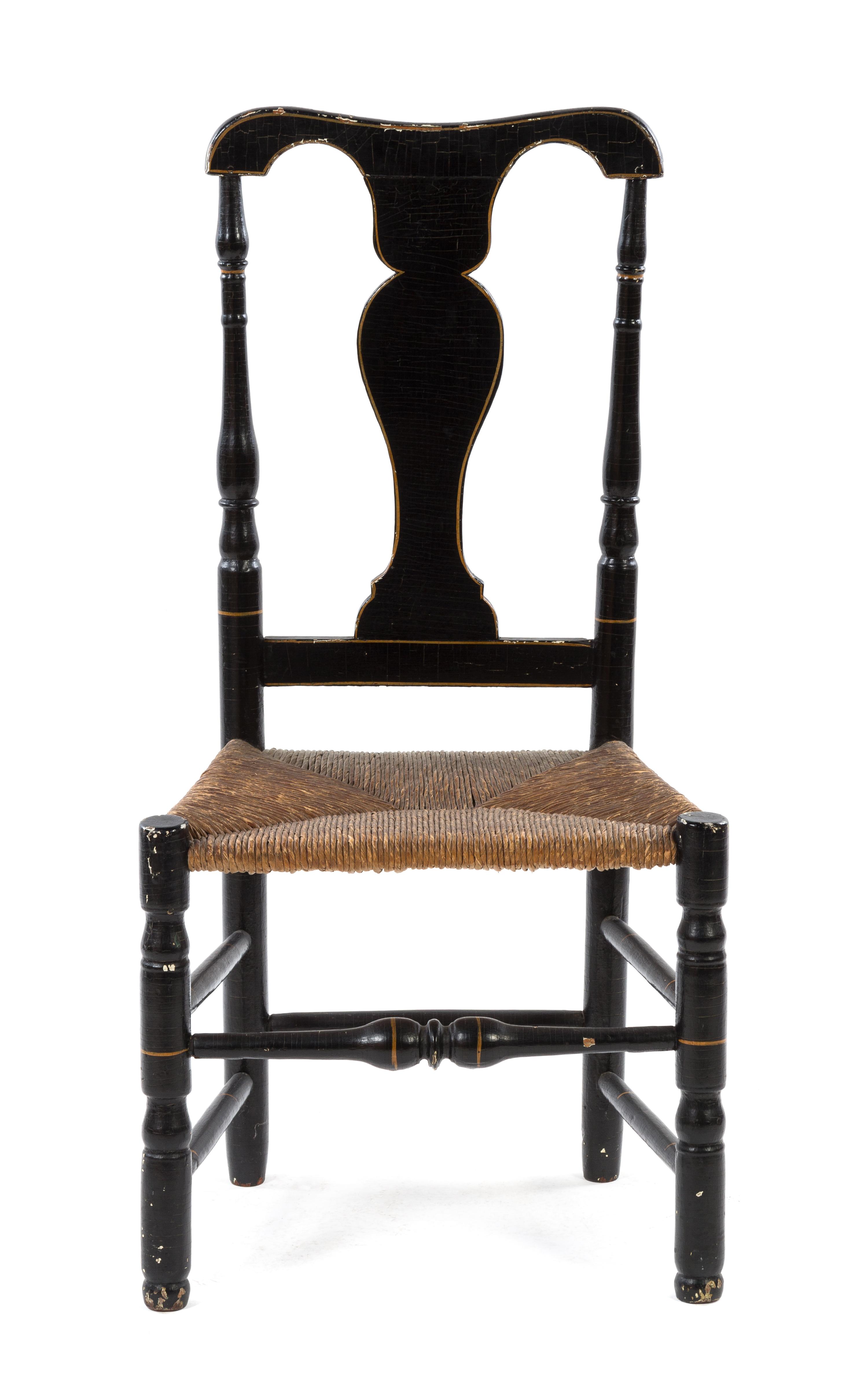 An American Ebonized and Parcel Gilt Side Chair Height 39 3/4 inches. — EARLY 19TH CENTURY