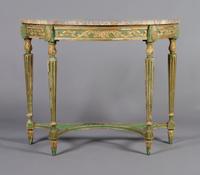 A Louis XVI Style Painted and Partial Gilt Console Table, Height 34 x width 42 x depth 18 inches.
