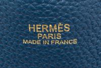 An Hermes Blanc/Bleu 45cm Taurillon Clemence Double Sens Tote, 17.5" x 15.5" x 5".