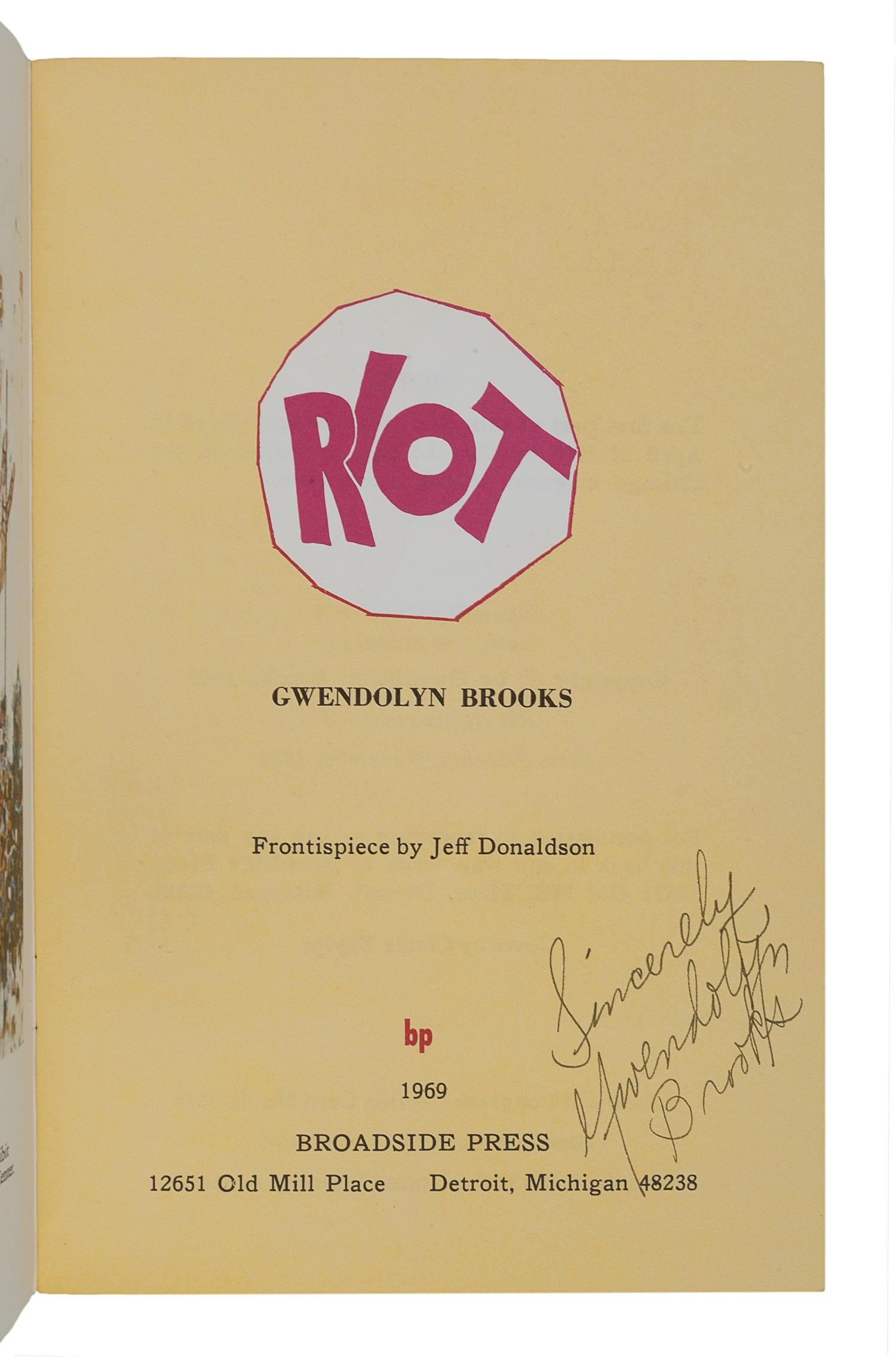BROOKS, Gwendolyn (1917-2000). A group of 6 works, comprising: