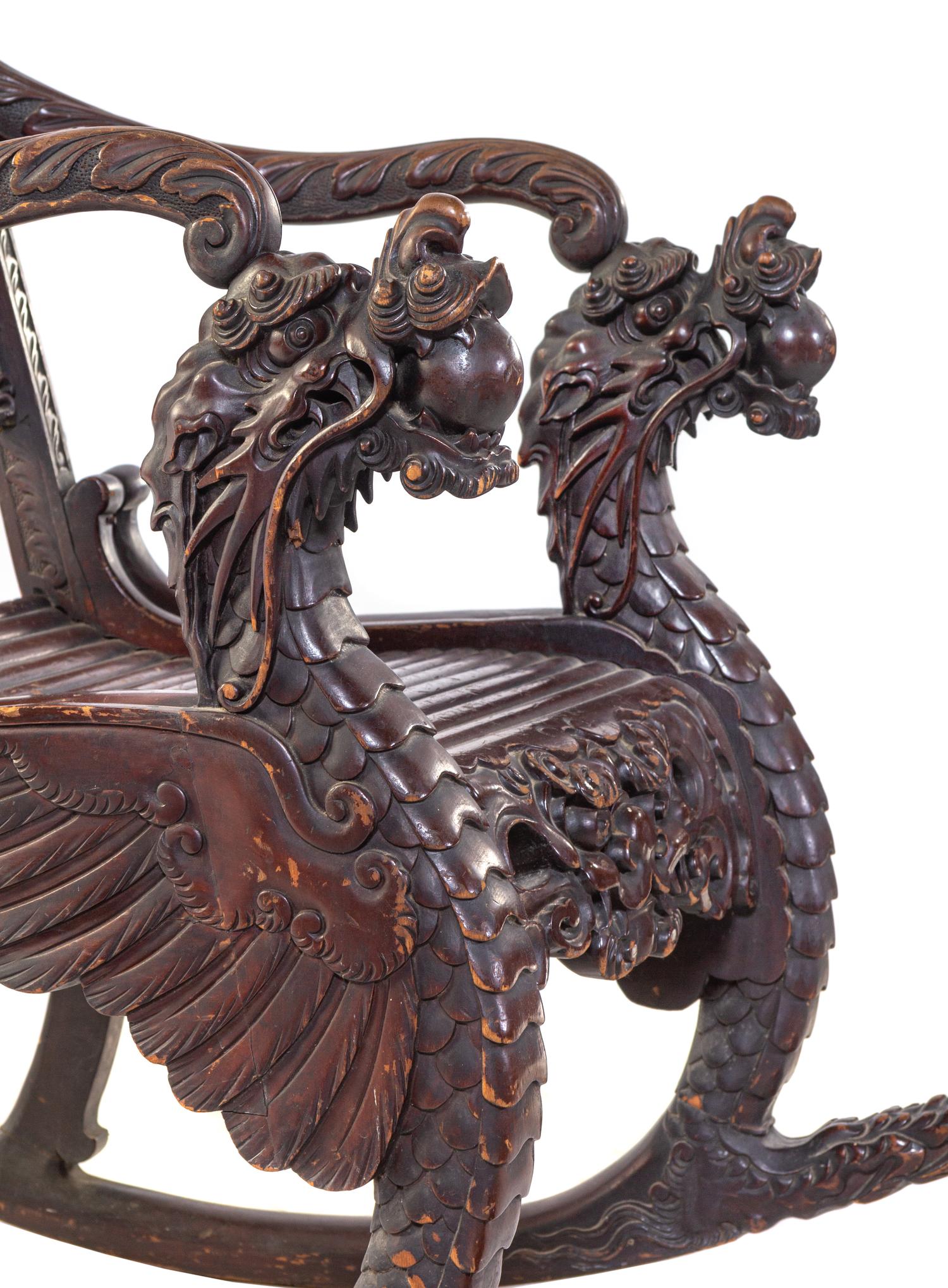 Two Chinese and Japanese Export Carved Hardwood Armchairs