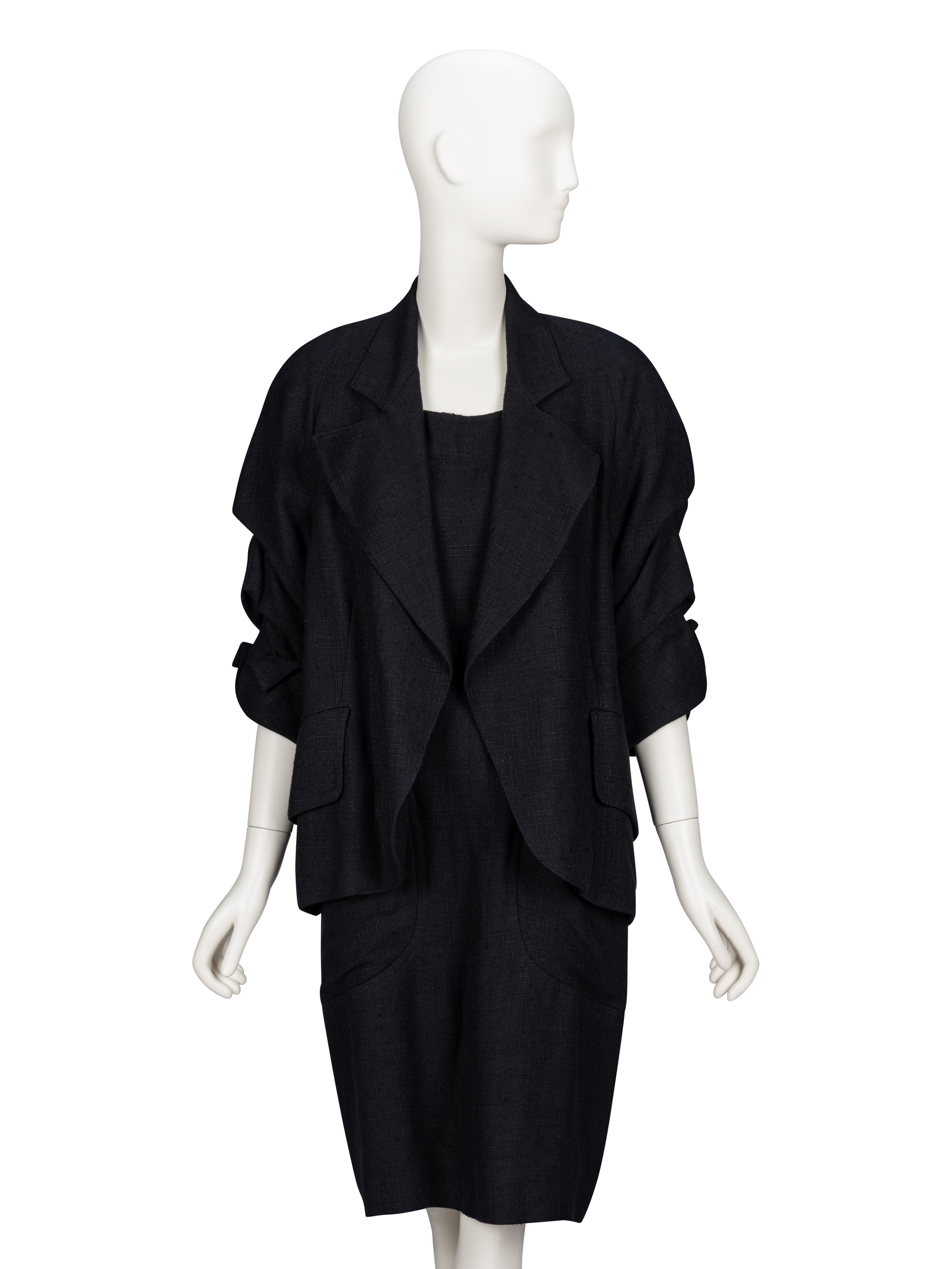 Christian Lacroix, Black Linen Dress & Jacket Ensemble