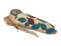 Umatilla Beaded Hide Toy Cradle, with Doll