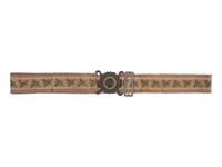 [CIVIL WAR]. Woman's woven belt with buckle containing gem-size tintype of a Civil War soldier.