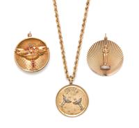 A Collection of 14 Karat Yellow Gold Charms, 33.60 dwts.