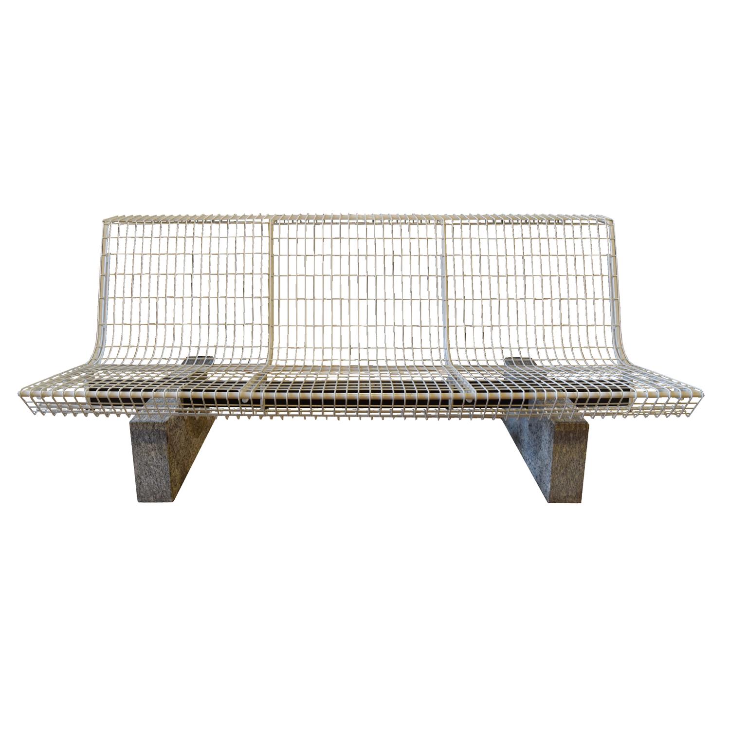 A Mid-Century Marble and Metal Bench 71" W x 30" D x 31" H — Italy, Mid-20th Century