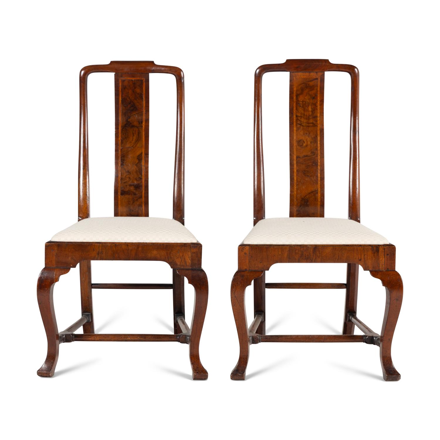 A Pair of Queen Anne Walnut Side Chairs