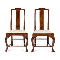 A Pair of Queen Anne Walnut Side Chairs