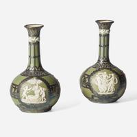 A Pair of Wedgwood Silver Overlay Jasperware Vases UK, circa 1900