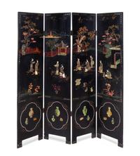A Chinese Hardstone Inset Floor Screen