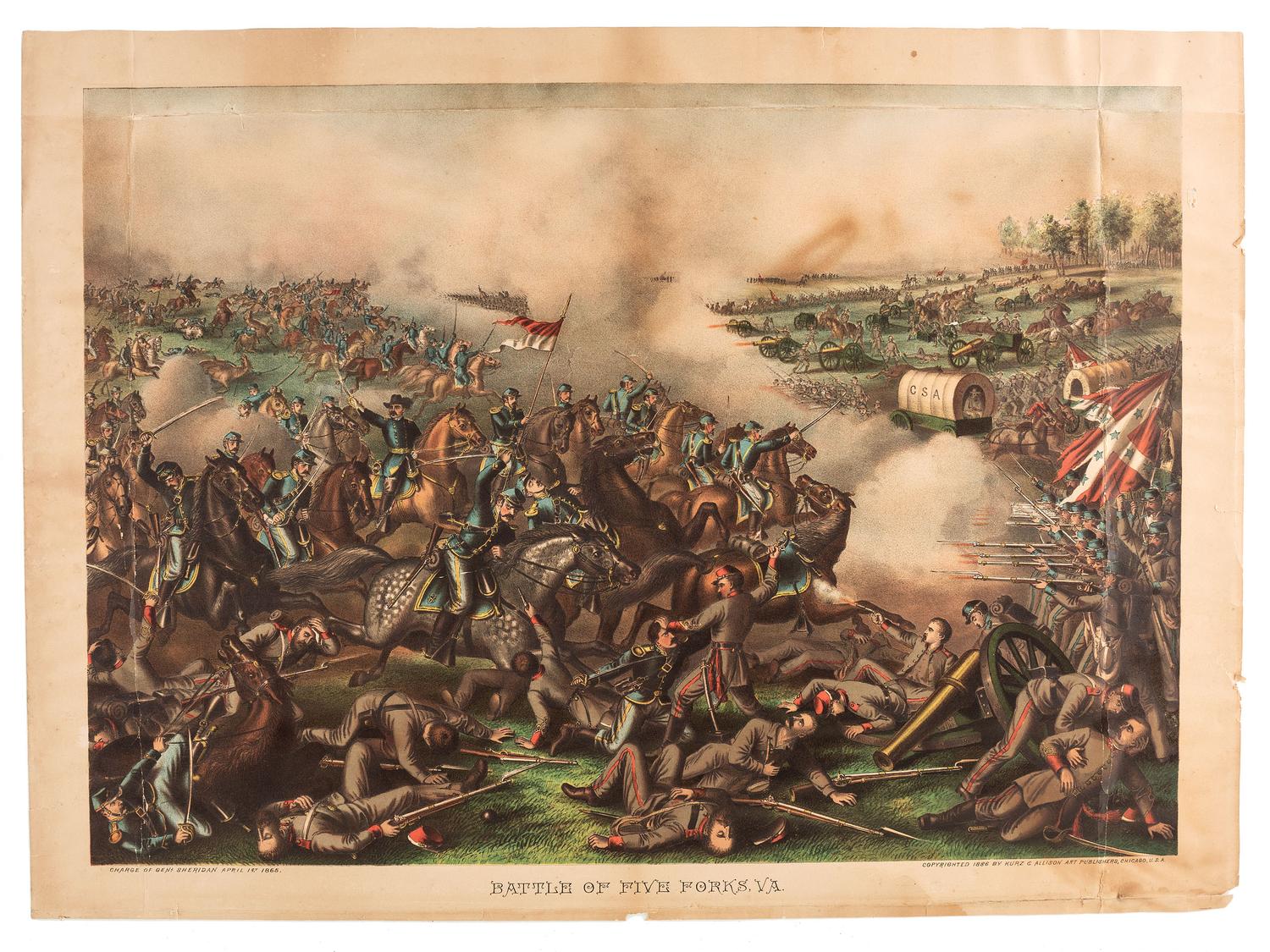 [CIVIL WAR]. A group of 7 lithographs by Kurz & Allison and Currier & Ives, comprising: