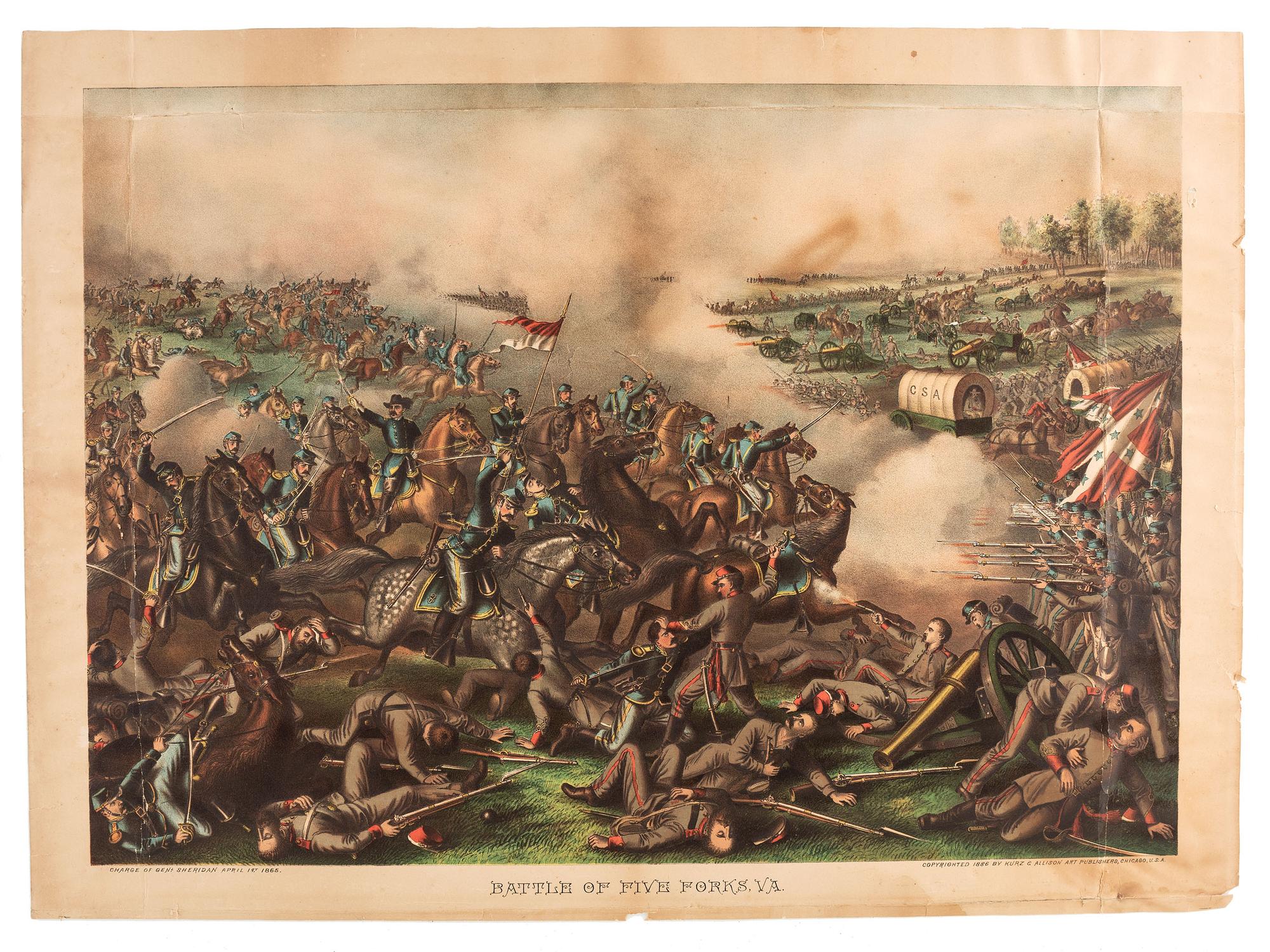 [CIVIL WAR]. A group of 7 lithographs by Kurz & Allison and Currier & Ives, comprising: