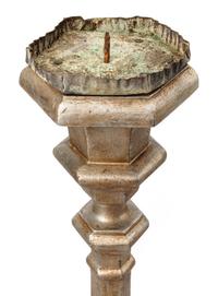 A Set of Four Northern European Gilt and Silvered Wood Candlesticks